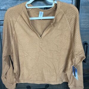Abound Tan Waffle Knit Henley M NWT